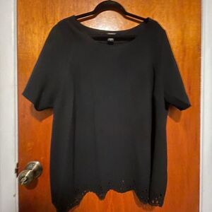 2X- Black Top With Lace Detail on Bottom